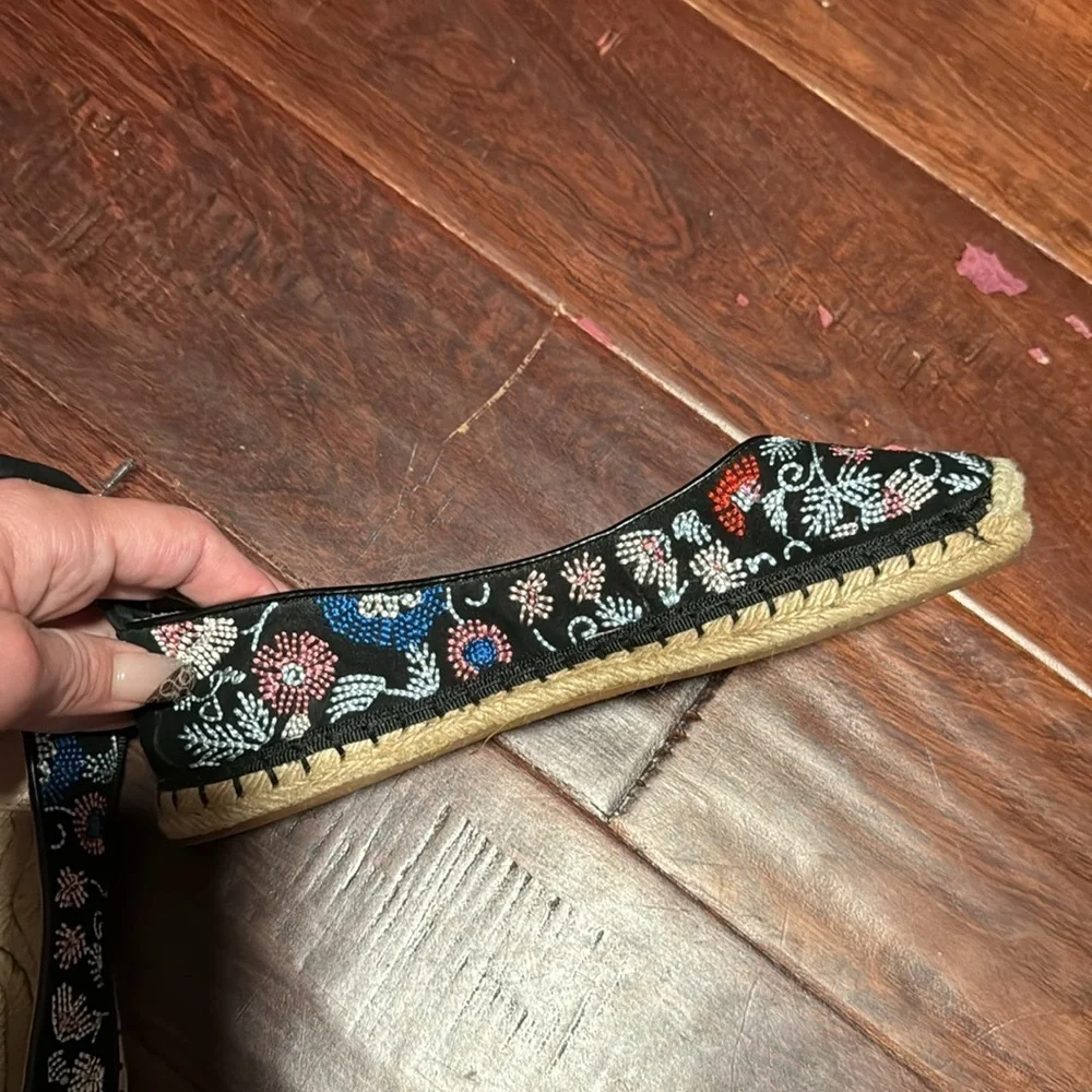 Anthropologie Avec Les Filles Gisella Suede Floral Embroidered Espadrille Flats